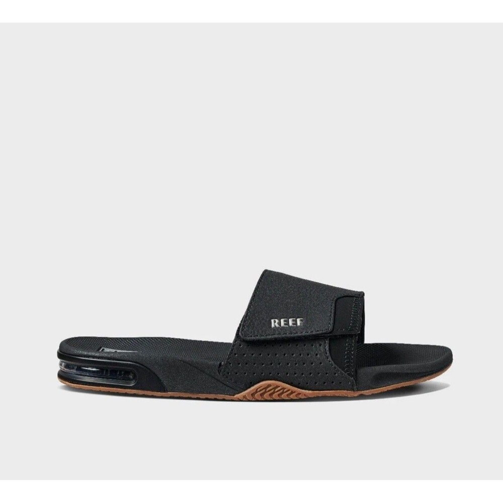 REEF Men's Fanning Slide Bottle Opener Regular Sandal - Black NWT Size 7